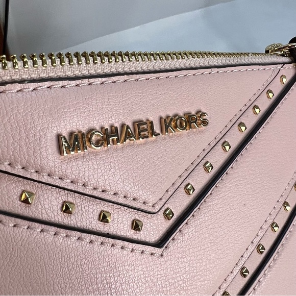 Michael Kors Zip Clutch XL Wristlet -Leather Blush Pink